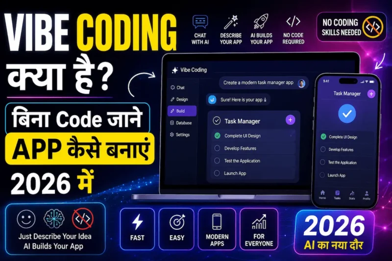 Vibe Coding क्या है? — बिना Code जाने App कैसे बनाएं 2026 मे
