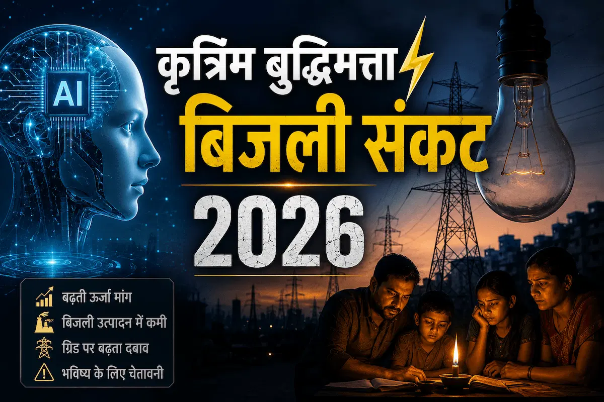 कृत्रिम बुद्धिमत्ता बिजली संकट 2026 – AI और बढ़ती बिजली मांग को दर्शाता फीचर्ड इमेज